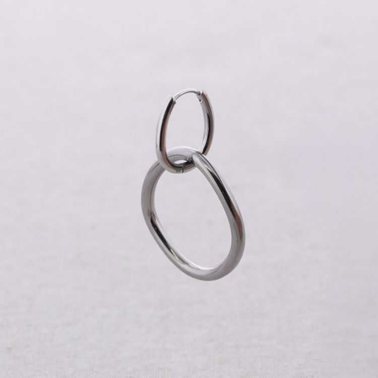 STEEL EARRINGS PENDANT HOOP