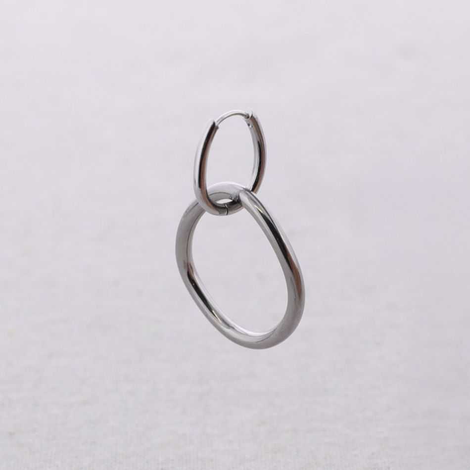 STEEL EARRINGS PENDANT HOOP