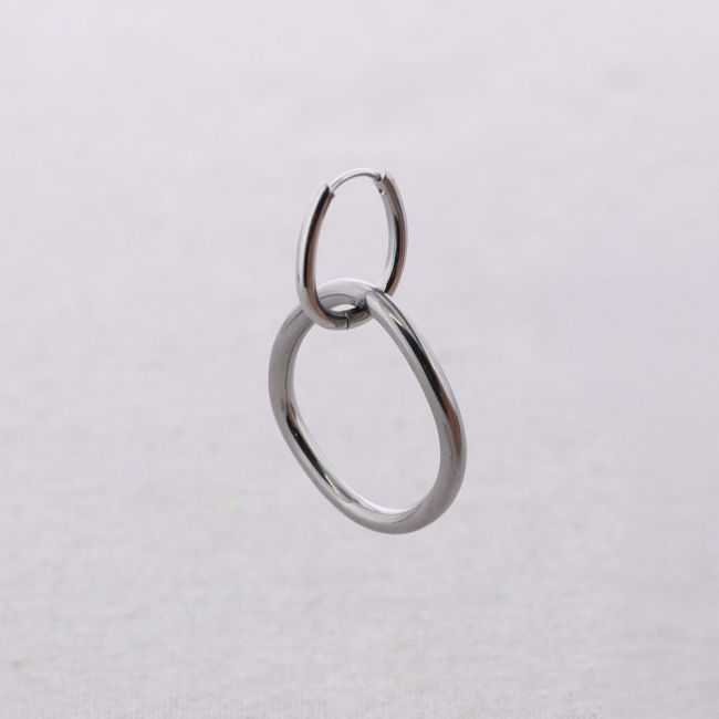 STEEL EARRINGS PENDANT HOOP