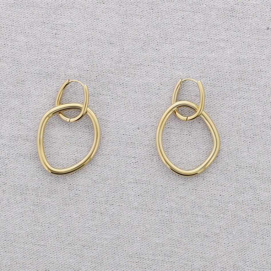 STEEL EARRINGS PENDANT HOOP