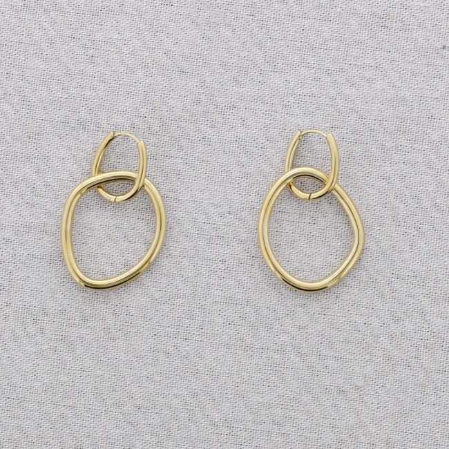 STEEL EARRINGS PENDANT HOOP