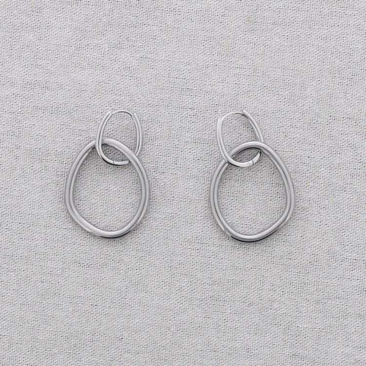 STEEL EARRINGS PENDANT HOOP 2