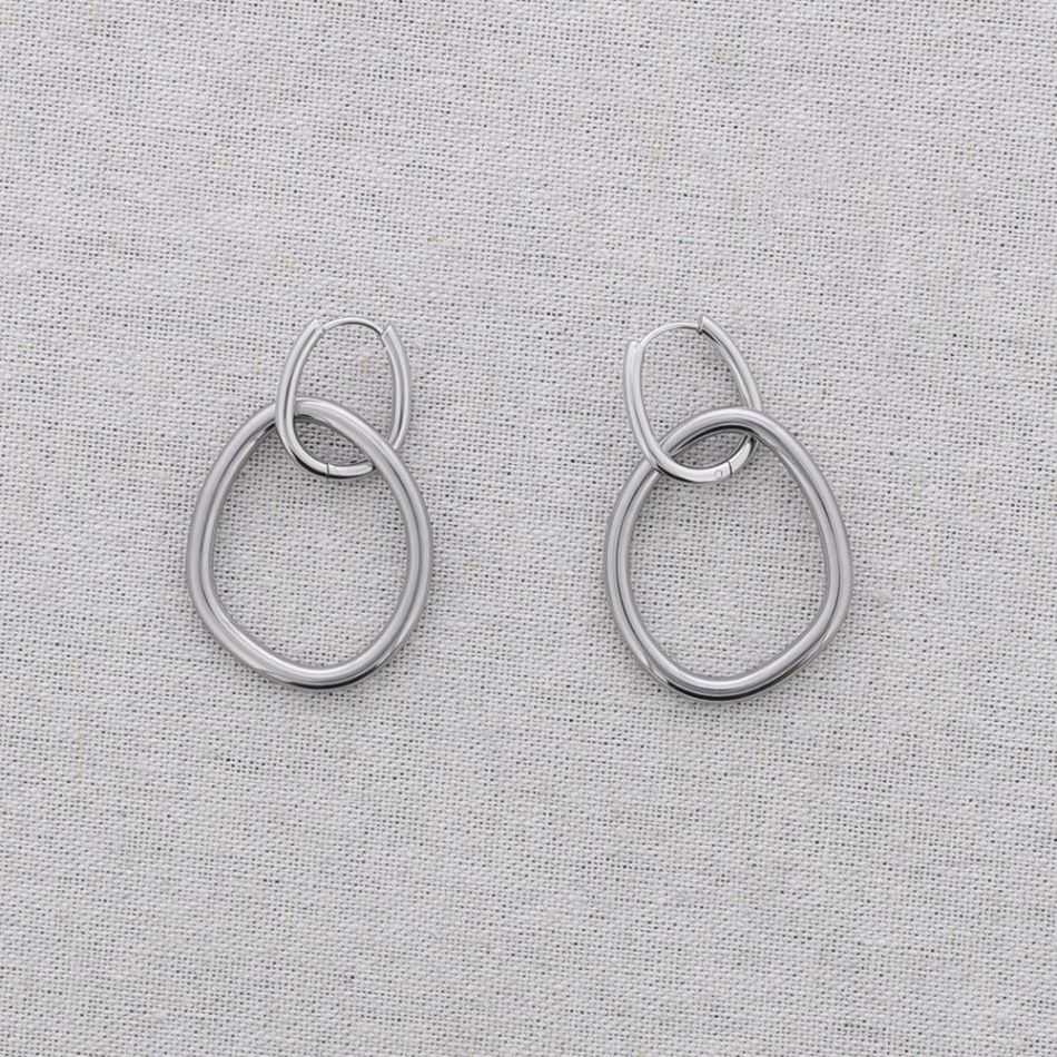 STEEL EARRINGS PENDANT HOOP