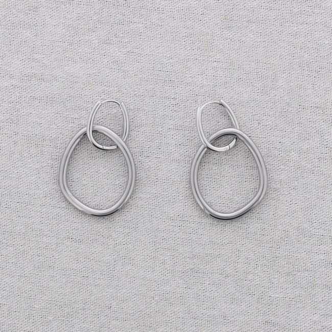 STEEL EARRINGS PENDANT HOOP