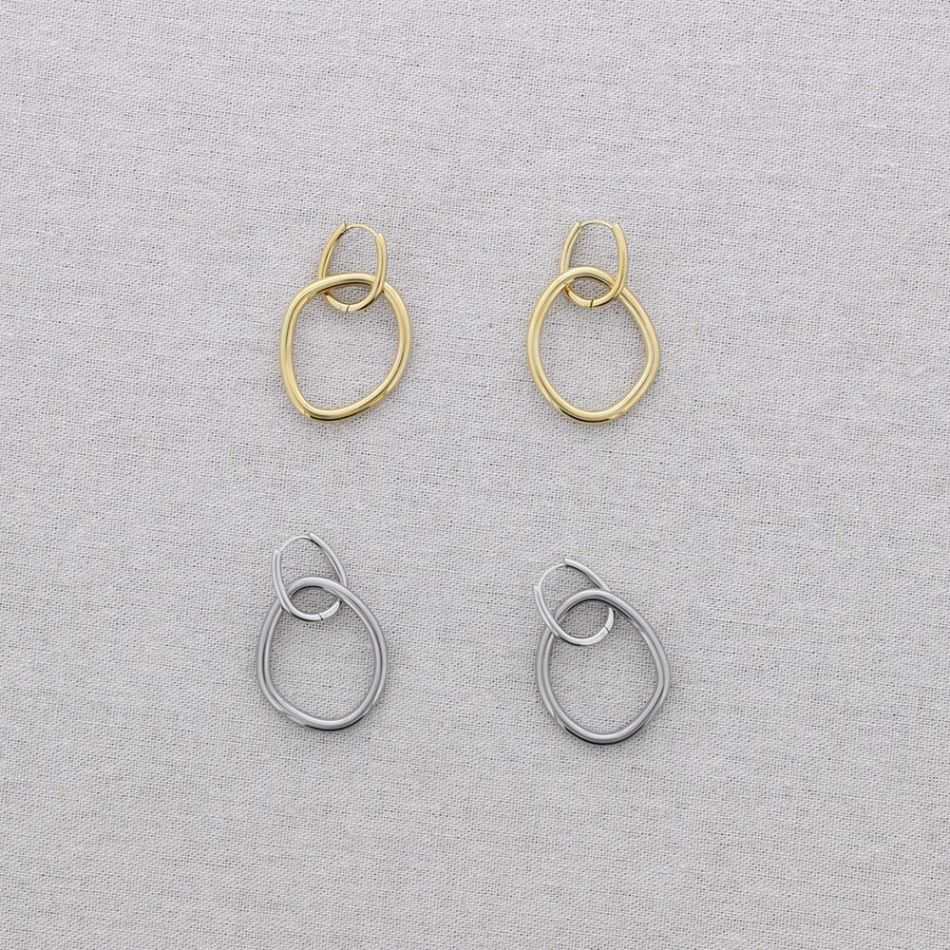 STEEL EARRINGS PENDANT HOOP
