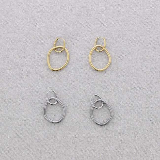 STEEL EARRINGS PENDANT HOOP