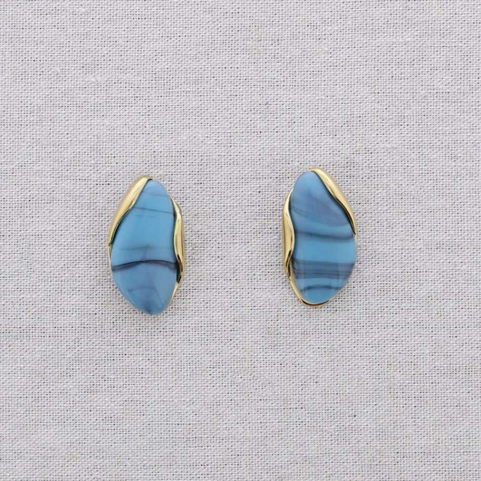 STEEL EARRINGS IRREGULAR SHAPE RESIN