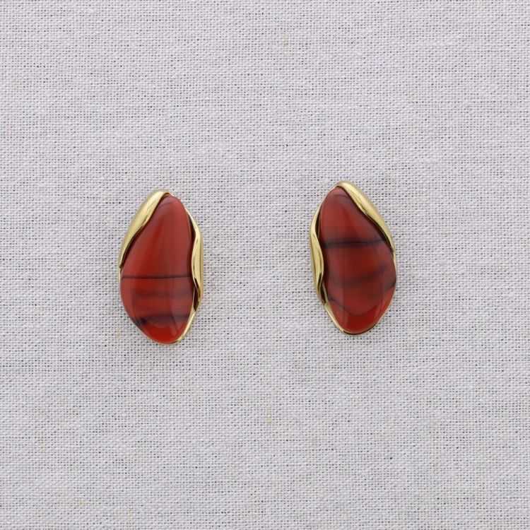 STEEL EARRINGS IRREGULAR SHAPE RESIN 2
