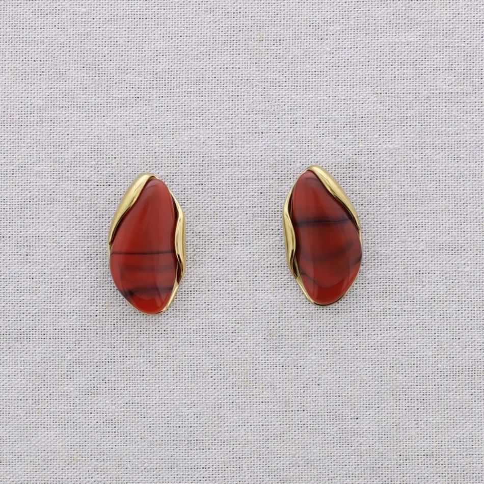 STEEL EARRINGS IRREGULAR SHAPE RESIN