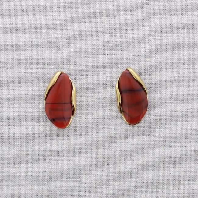 STEEL EARRINGS IRREGULAR SHAPE RESIN