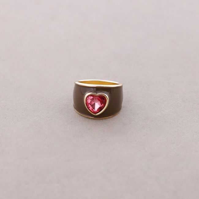 ANILLO METAL ESMALTE CORAZÓN CRISTAL