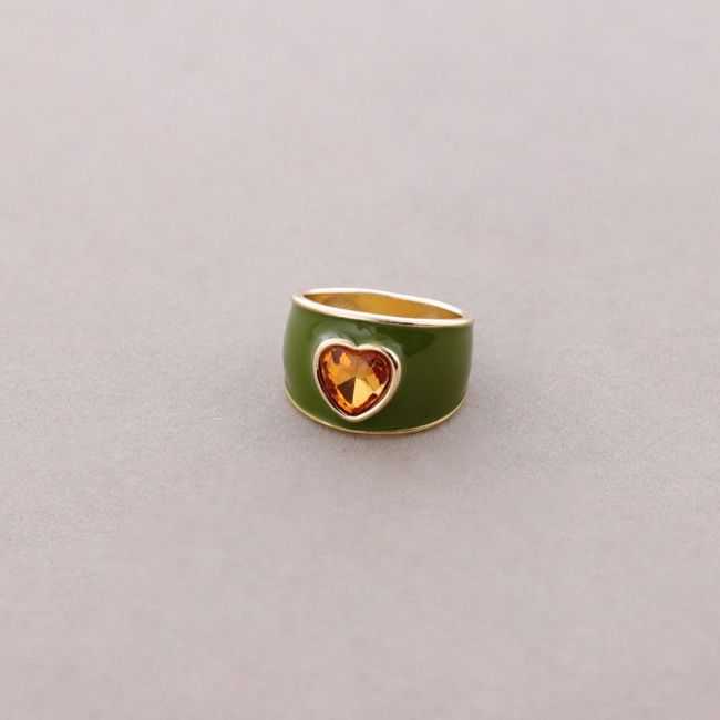 ANILLO METAL ESMALTE CORAZÓN CRISTAL