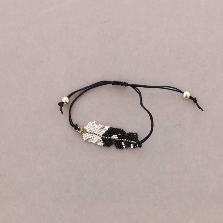 PULSERA ÉTNICA MACRAMÉ HOJA ABALORIOS