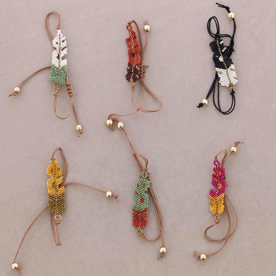 PULSERA ÉTNICA MACRAMÉ HOJA ABALORIOS