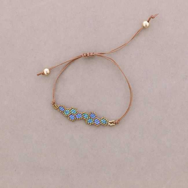 PULSERA ÉTNICA MACRAMÉ PANAL ABALORIOS