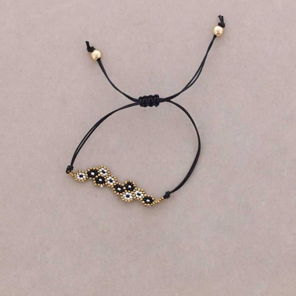 PULSERA ÉTNICA MACRAMÉ PANAL ABALORIOS