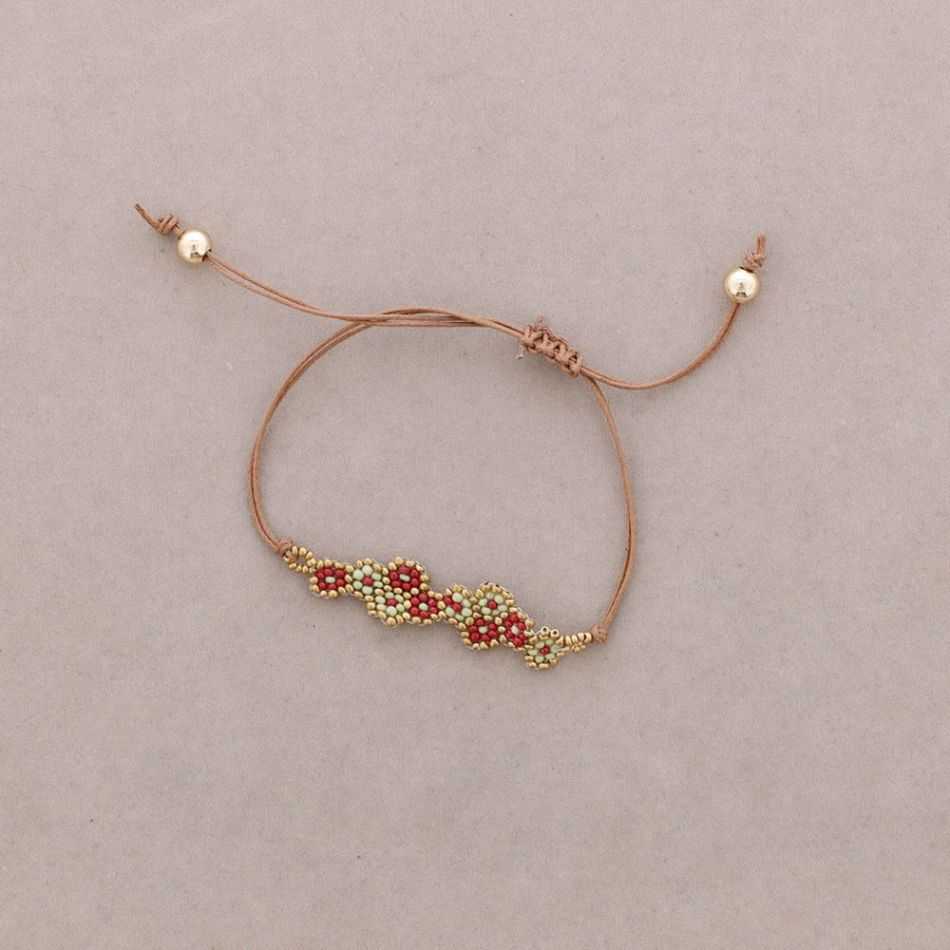 PULSERA ÉTNICA MACRAMÉ PANAL ABALORIOS
