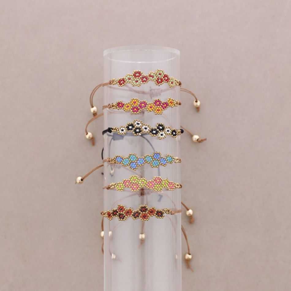 PULSERA ÉTNICA MACRAMÉ PANAL ABALORIOS