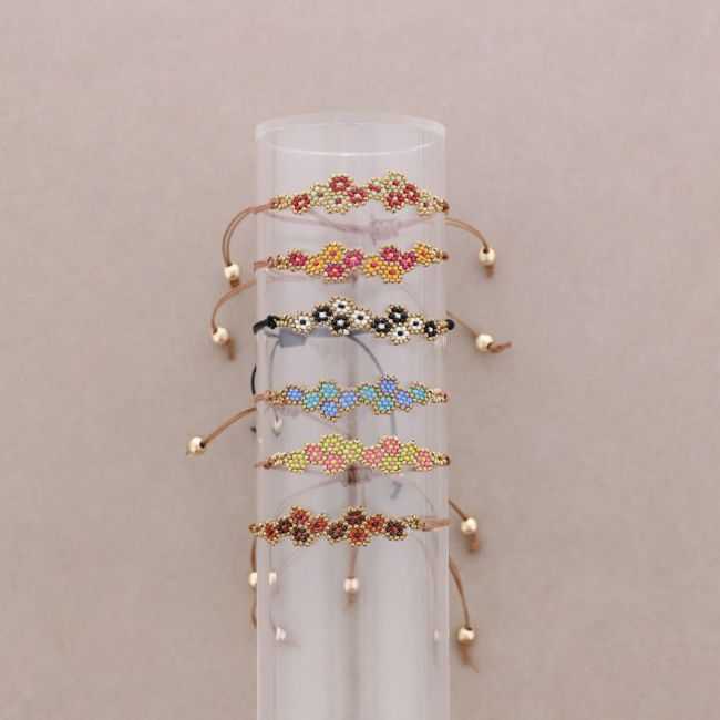 PULSERA ÉTNICA MACRAMÉ PANAL ABALORIOS