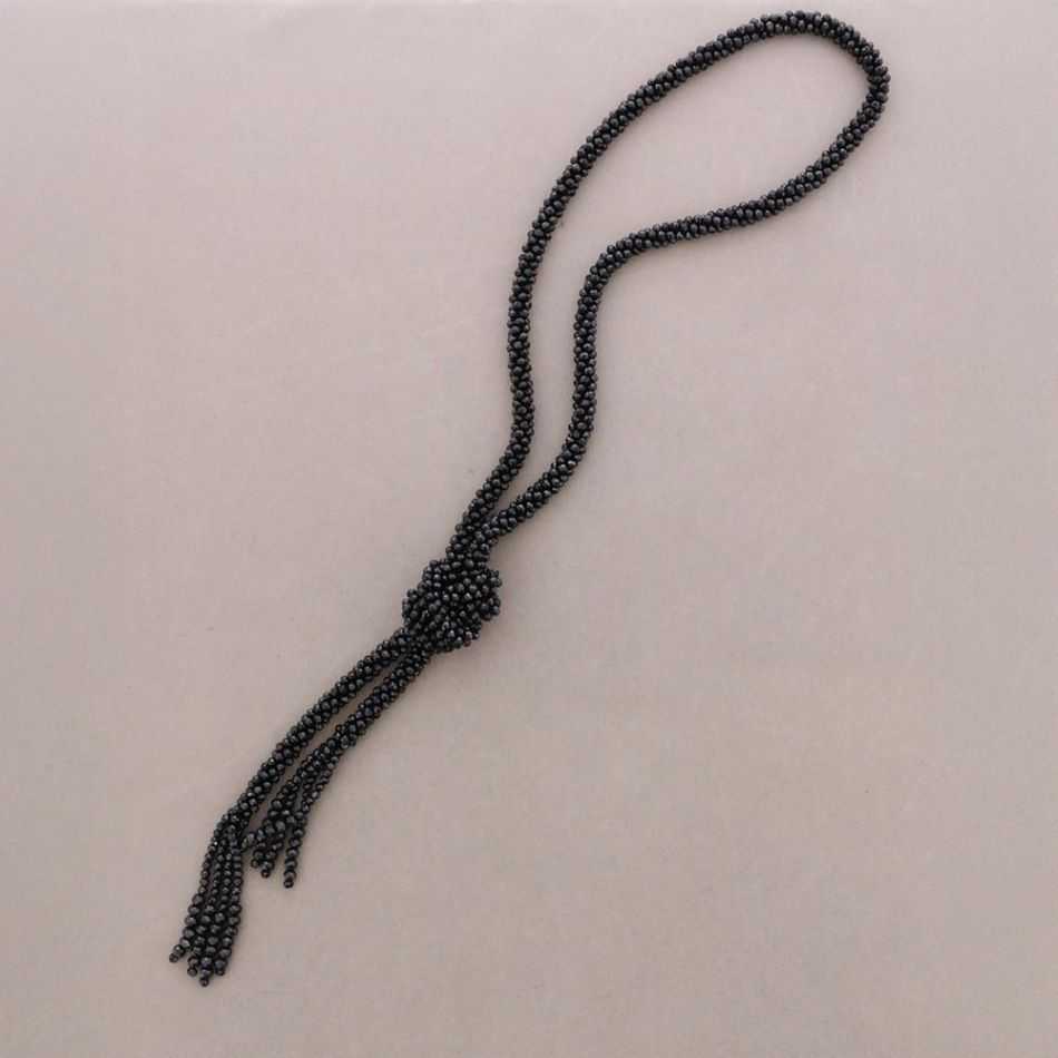 LONG NECKLACE WITH CRYSTAL BALL KNOT