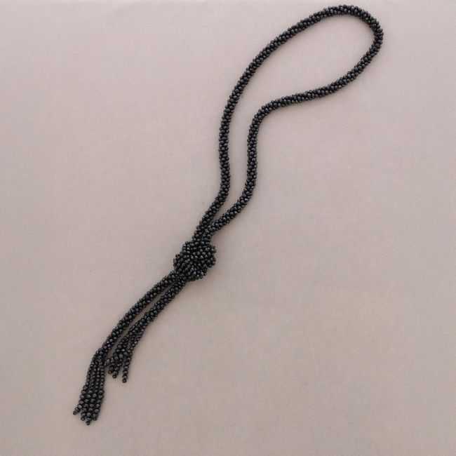 COLLAR LARGO NUDO BOLITAS CRISTALES