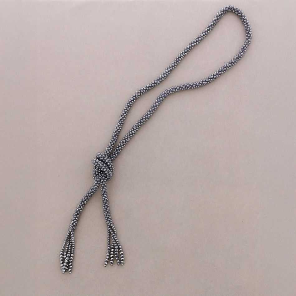 LONG NECKLACE WITH CRYSTAL BALL KNOT