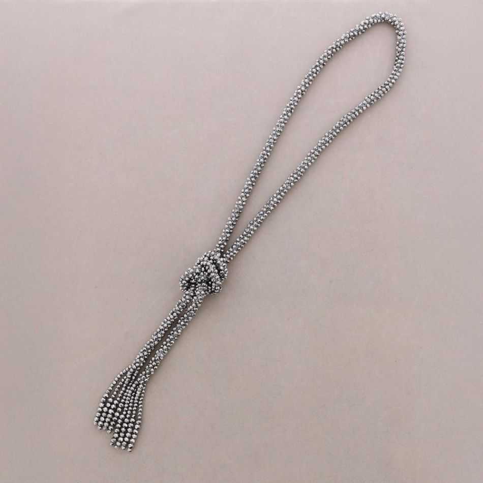 LONG NECKLACE WITH CRYSTAL BALL KNOT