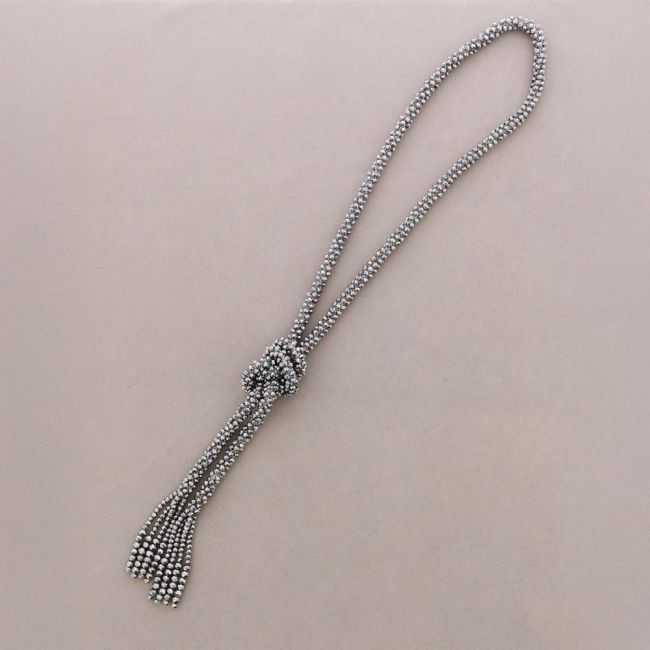 LONG NECKLACE WITH CRYSTAL BALL KNOT