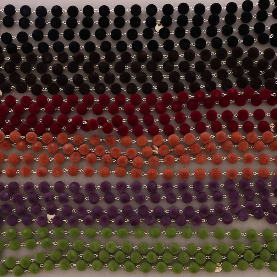 LONG BEADED VELVET NECKLACE 150CM
