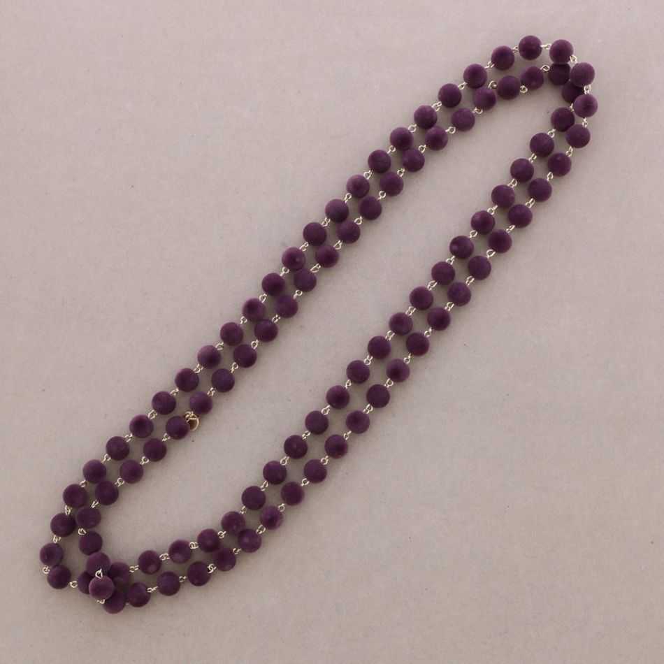 LONG BEADED VELVET NECKLACE 150CM