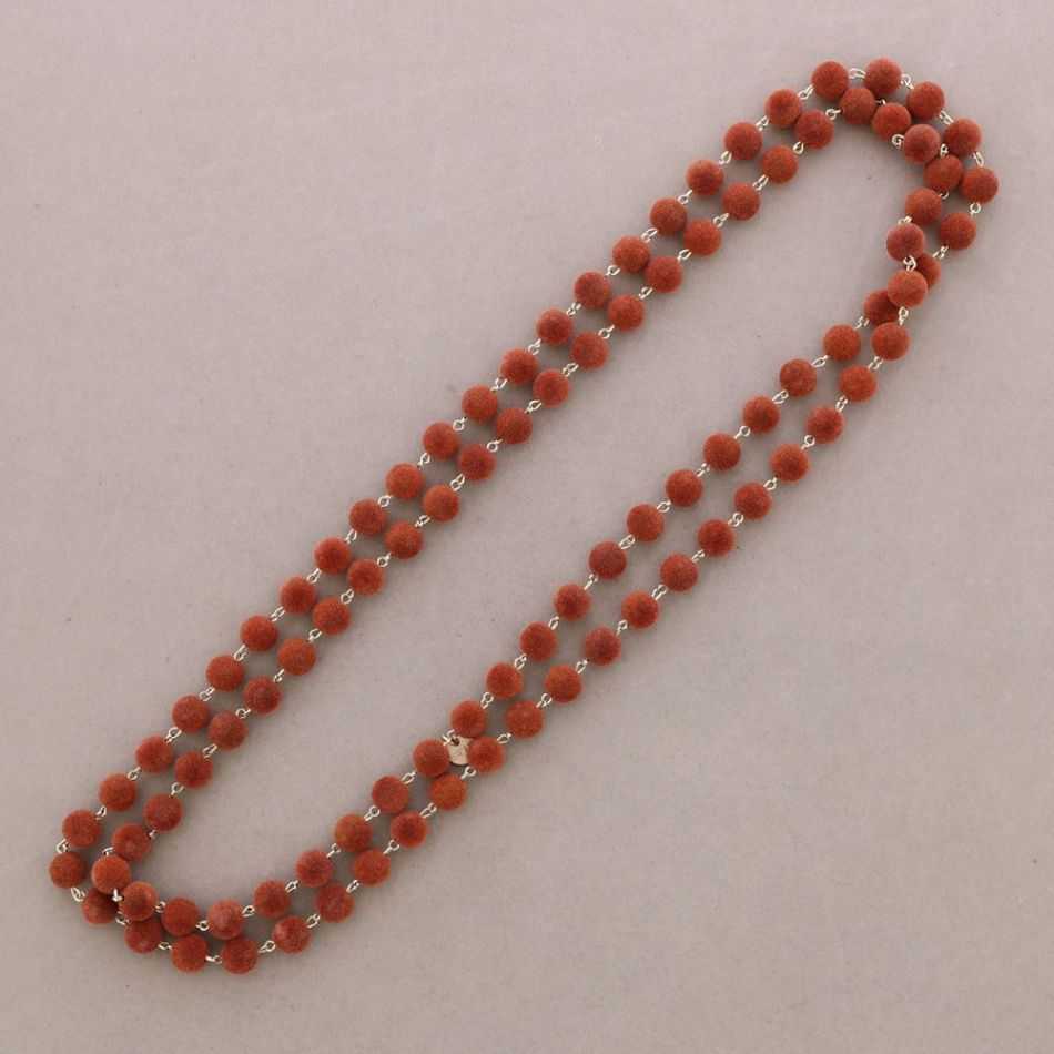 LONG BEADED VELVET NECKLACE 150CM