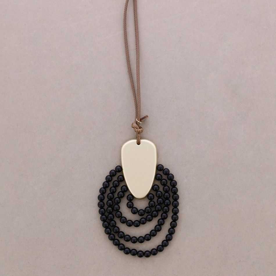 COLLAR LARGO COLGANTE CUENTAS RESINA