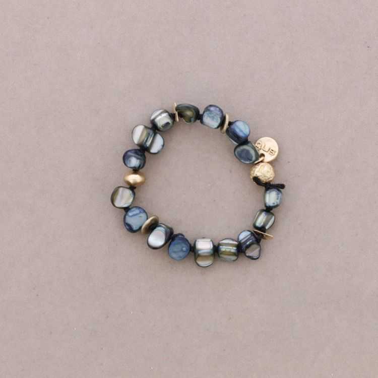 PULSERA ELASTICA CUENTAS NACAR METAL