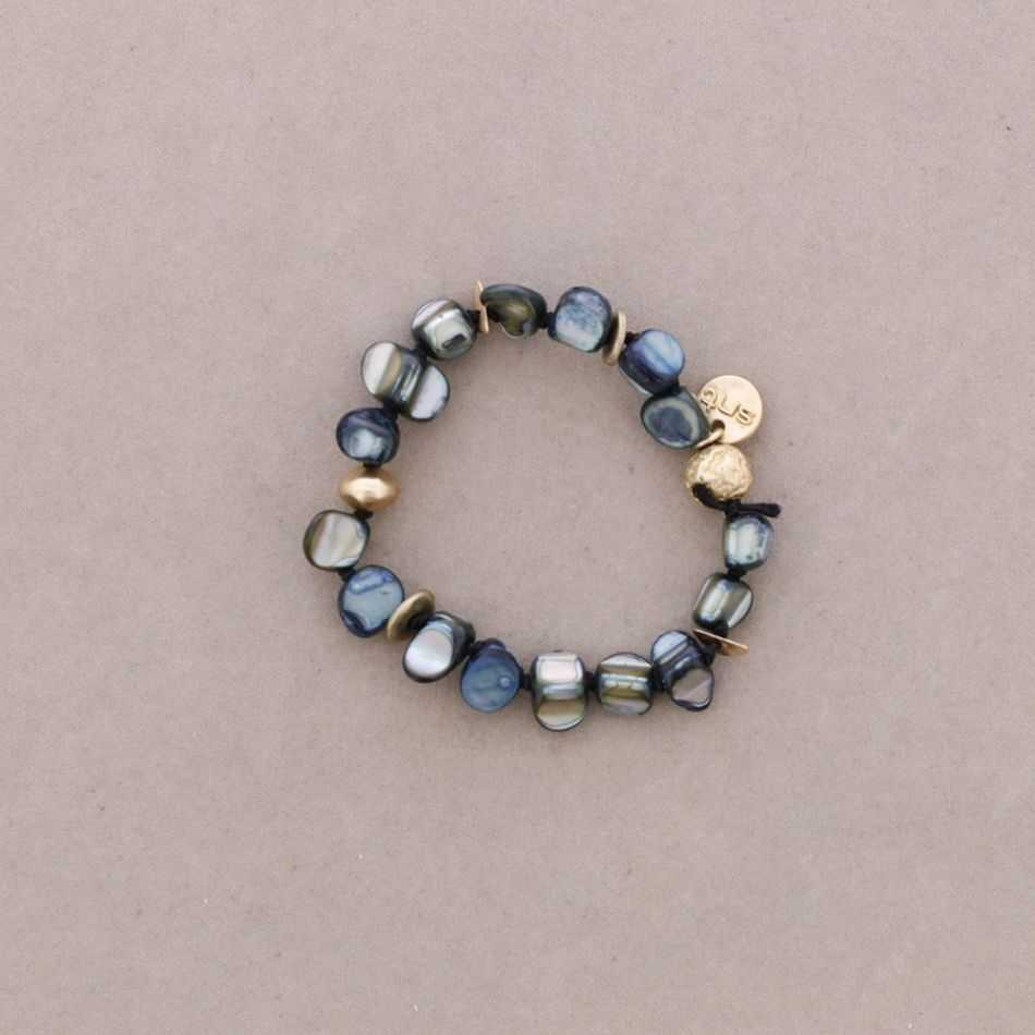 PULSERA ELASTICA CUENTAS NACAR METAL