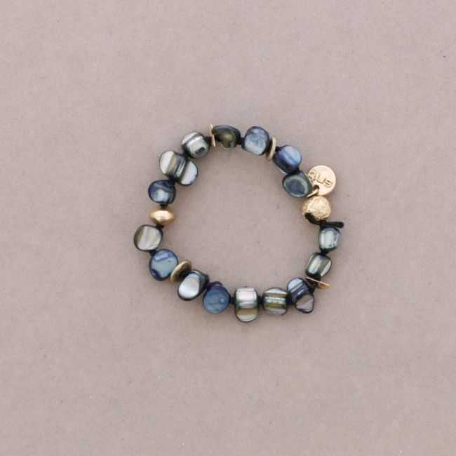 PULSERA ELASTICA CUENTAS NACAR METAL
