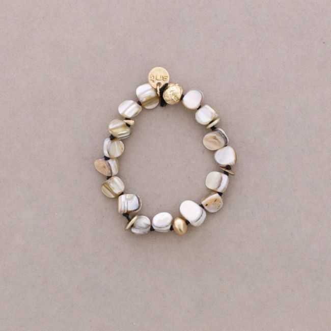 PULSERA ELASTICA CUENTAS NACAR METAL