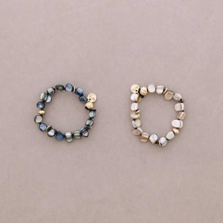 PULSERA ELASTICA CUENTAS NACAR METAL 2