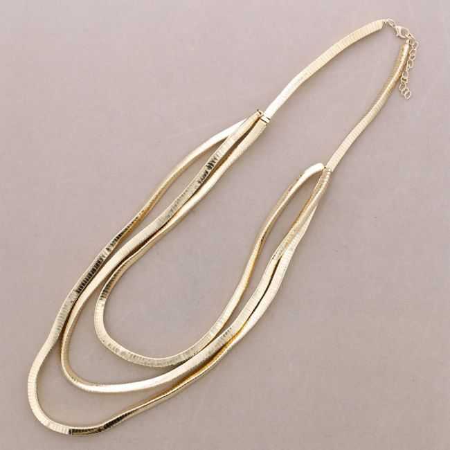 COLLAR LARGO TRIPLE FILAS FLEXIBLE METAL