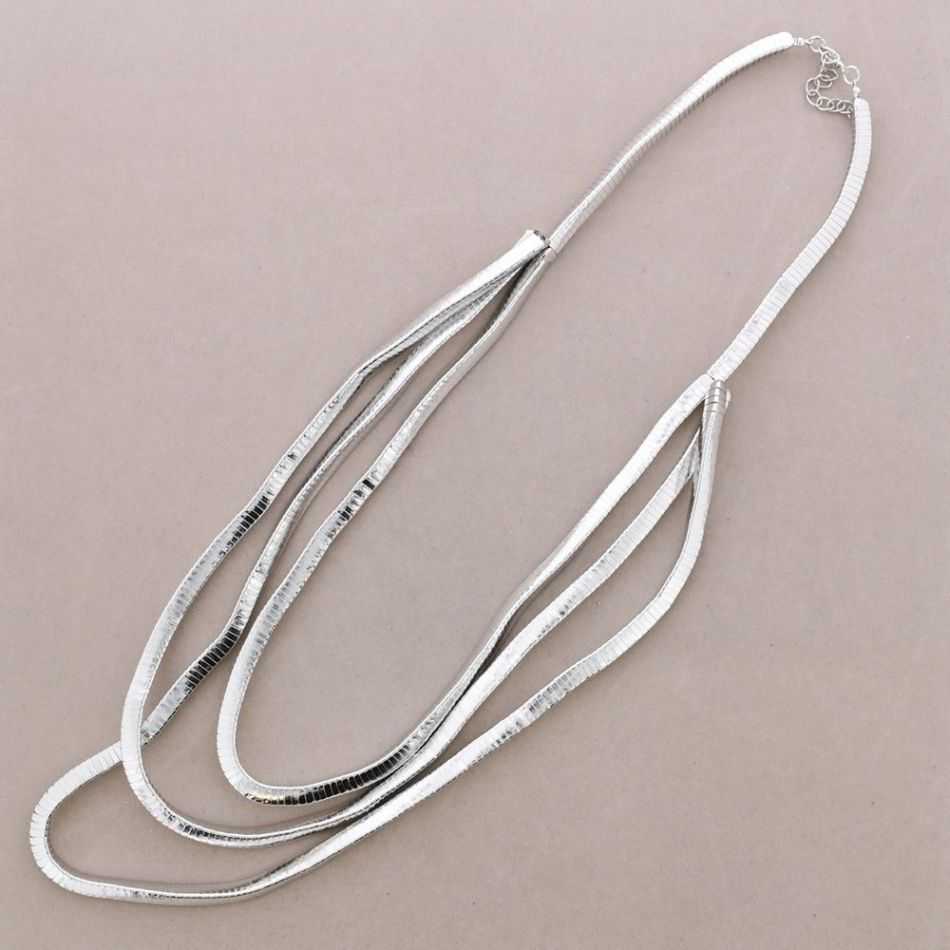 COLLAR LARGO TRIPLE FILAS FLEXIBLE METAL