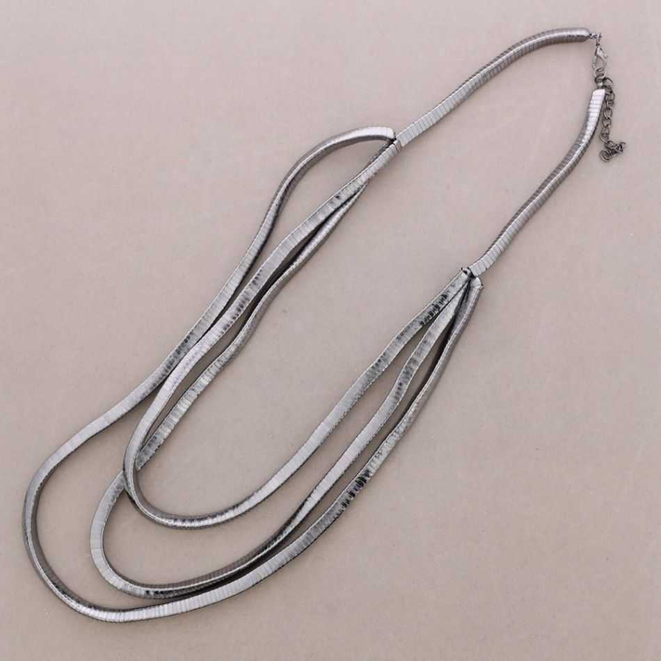 COLLAR LARGO TRIPLE FILAS FLEXIBLE METAL