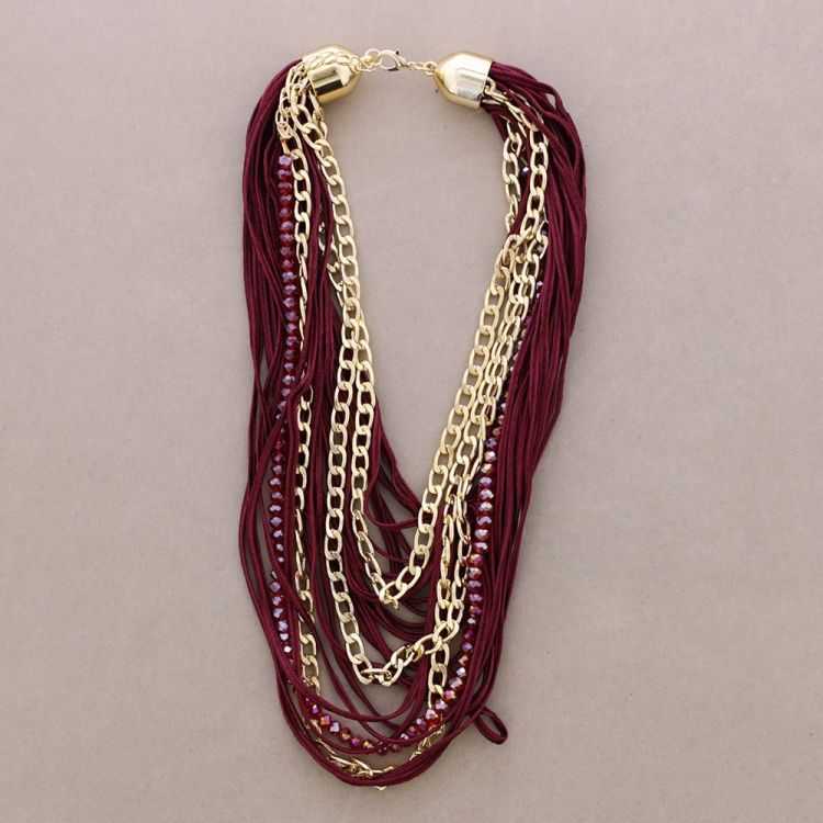 MULTI-STRAND CHOKER WITH CORDS, CRYSTALS, AND METAL LINKS 2