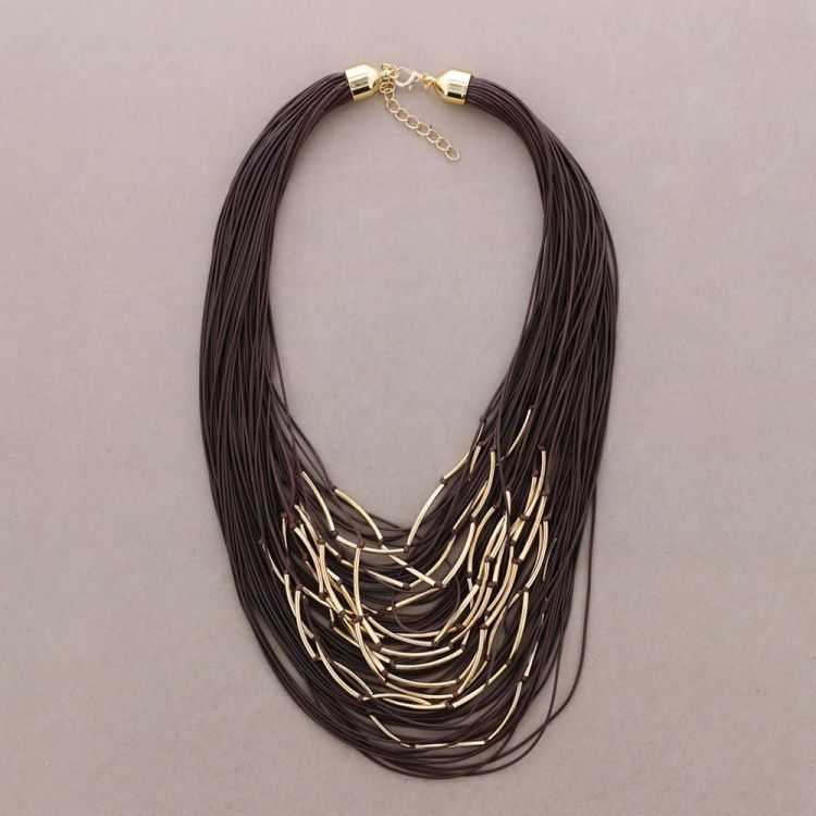 GARGANTILLA MULTI TIRAS TUBITOS BRONCE