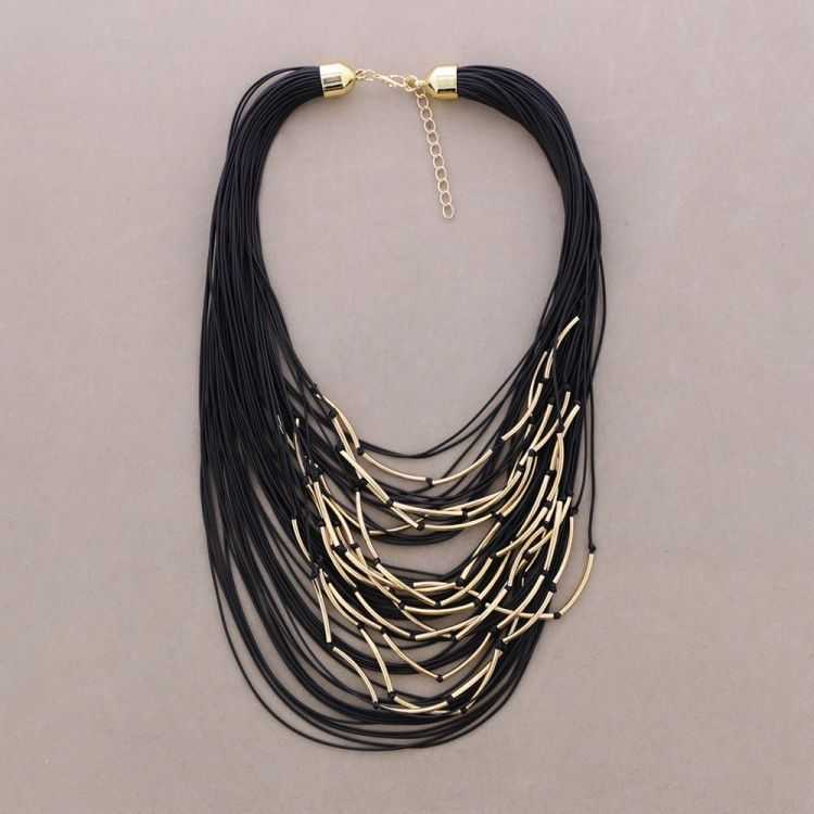 GARGANTILLA MULTI TIRAS TUBITOS BRONCE 2