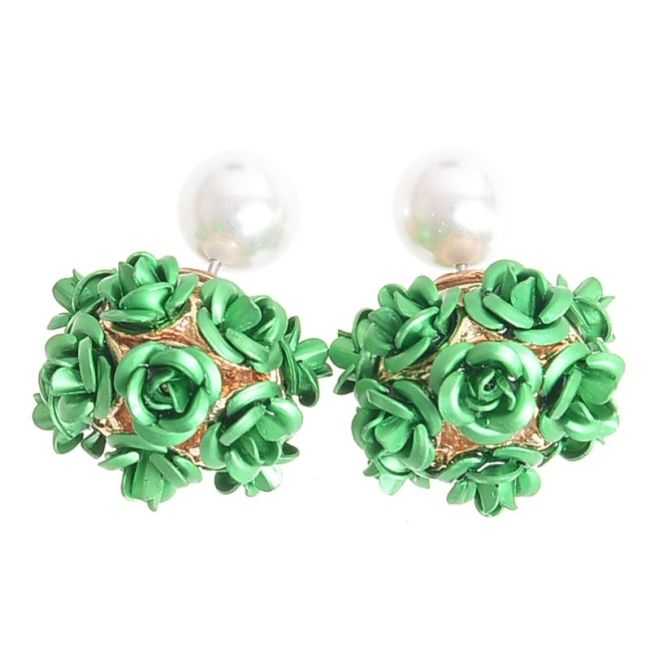 PENDIENTES FLORES METAL PERLA