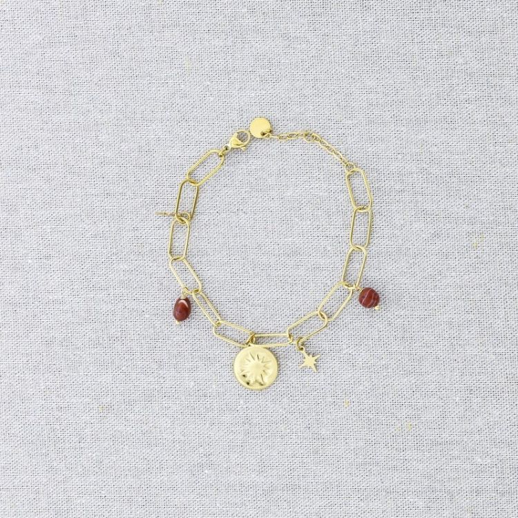STONE MEDAL PENDANT CHAIN STEEL BRACELET 2