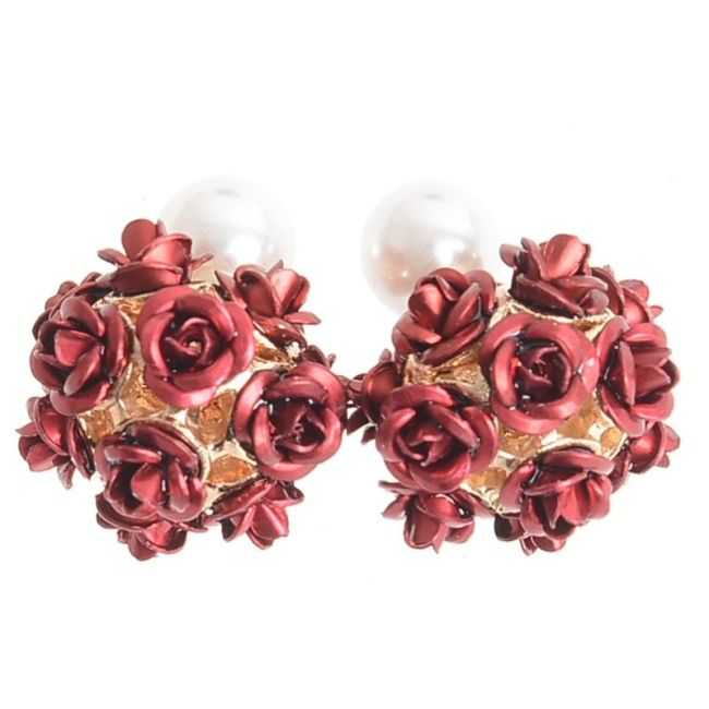 PENDIENTES FLORES METAL PERLA