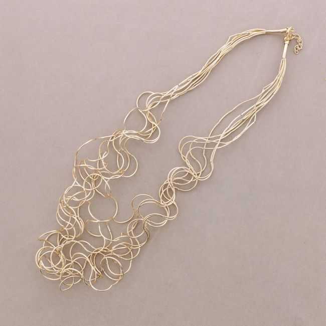 COLLAR LARGO MULTI TIRAS TUBOS BRONCE