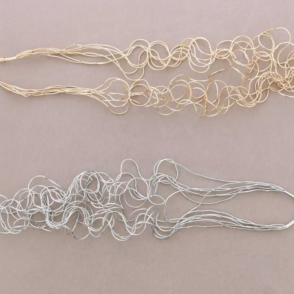 COLLAR LARGO MULTI TIRAS TUBOS BRONCE