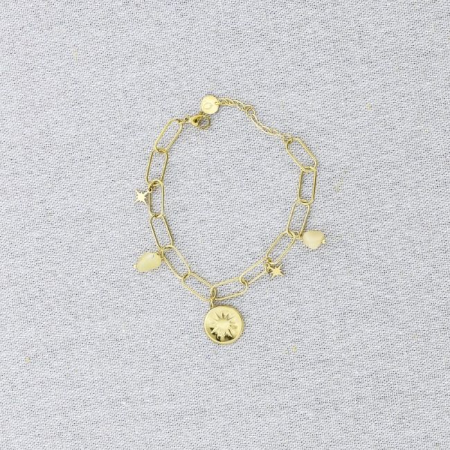 STONE MEDAL PENDANT CHAIN STEEL BRACELET
