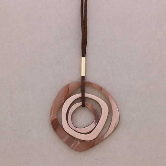 TRIPLE RESIN RING PENDANT LONG NECKLACE